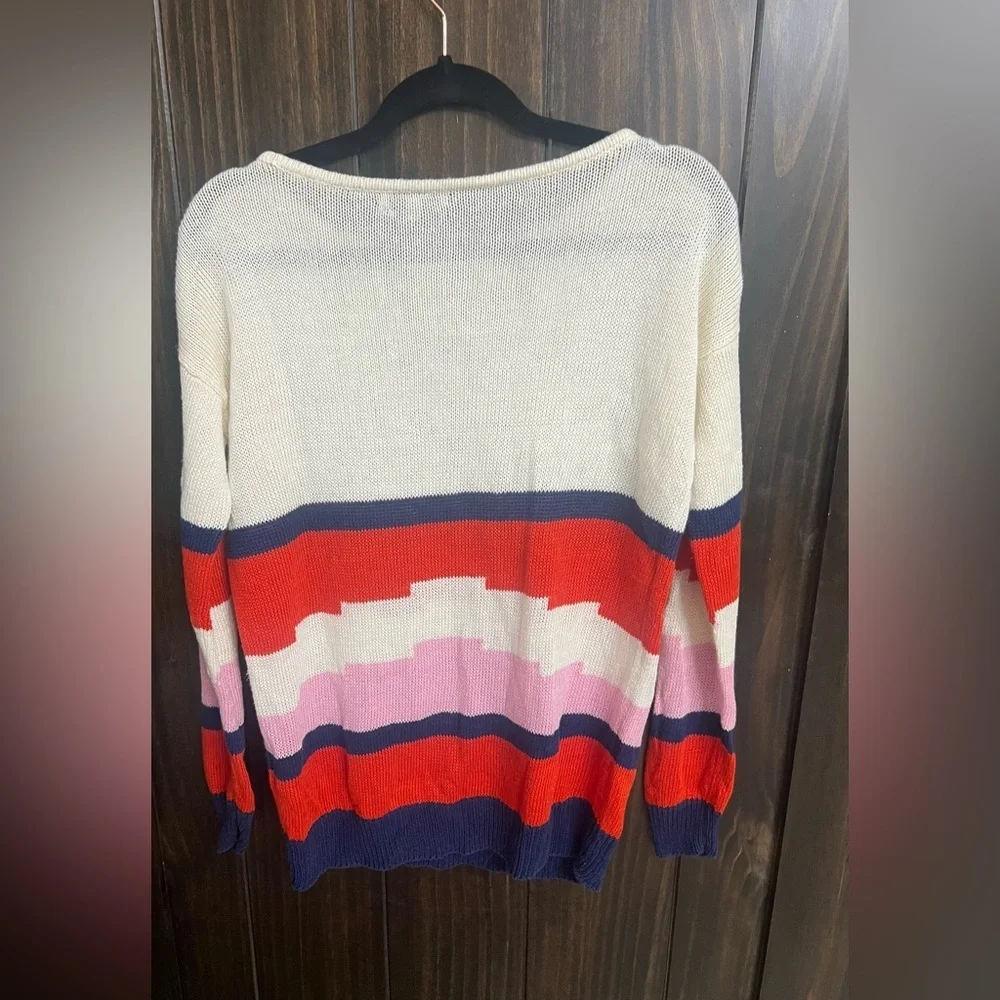 Madewell Blockstop Oversized Boatneck Colorblock Sweater 100% Linen medium - Picture 9 of 10